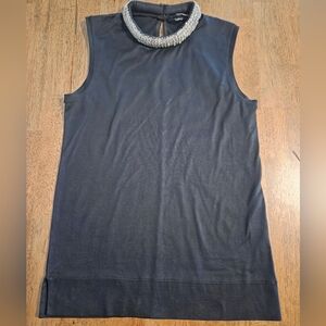 Club Monaco Beaded Rhinestone Collar Sleeveless Top